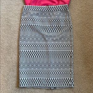 Geometric high waisted pencil skirt